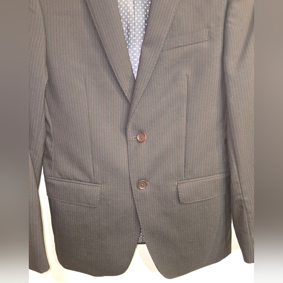 Tallia Boys 100% Wool Blazer Jacket Size 36S Black Striped 2 Button Sport Coat - Picture 4 of 12